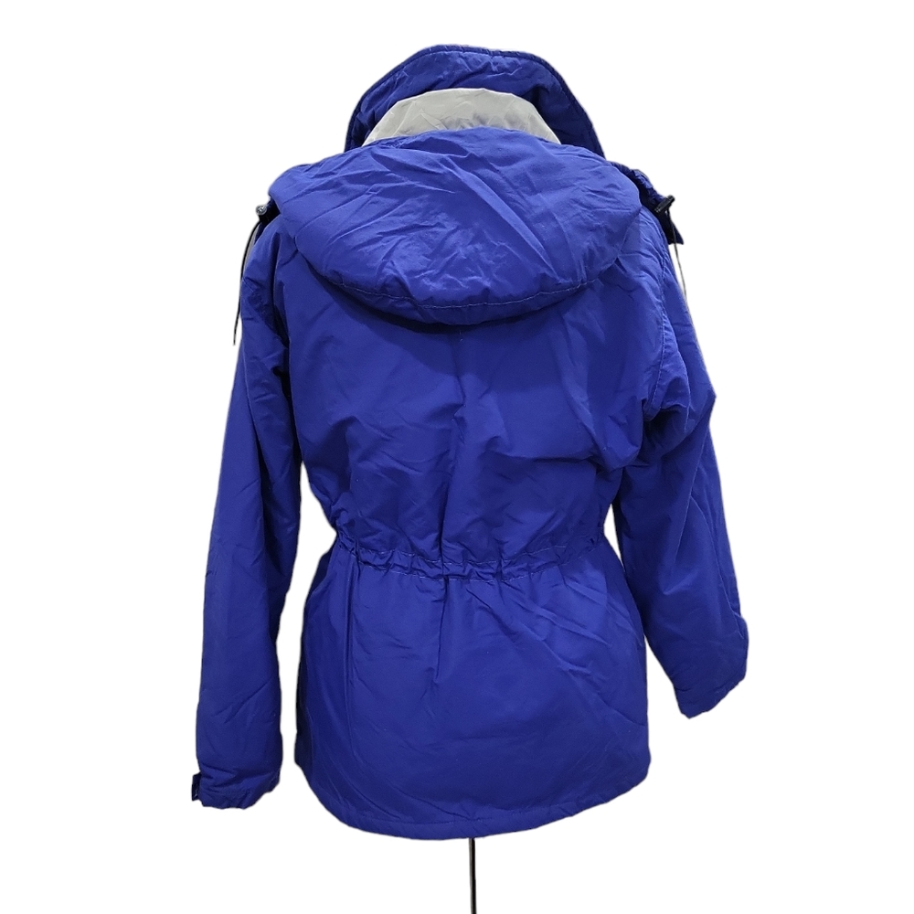 Vintage 80s L.L.Bean Purple Blue Winter Ski Puffer Jacket w/ Removable Hood M - Picture 3 of 12
